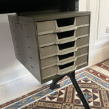 Arco desk with arched base in black lacquered metal with resin top, BBPR studio for Olivetti