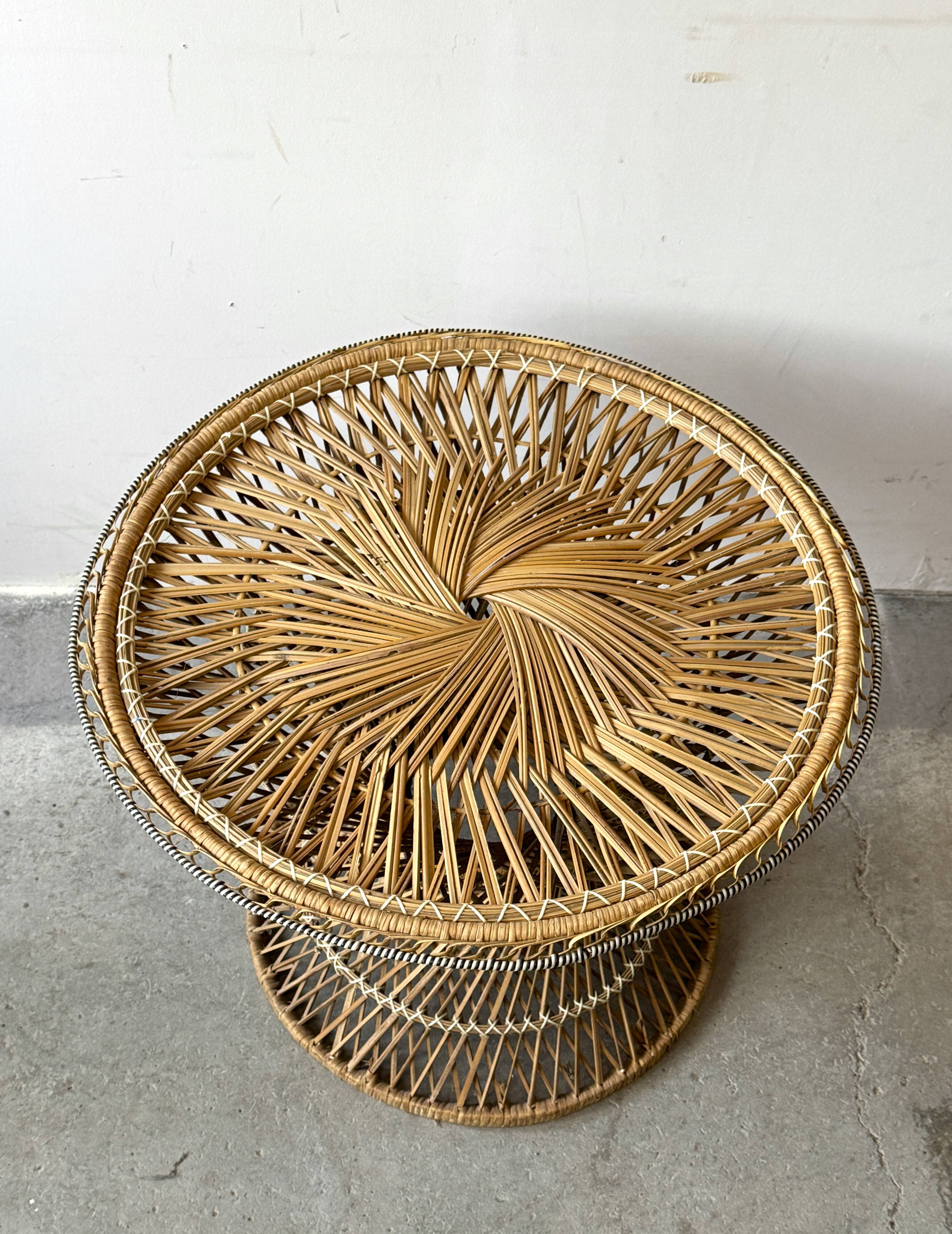 Wicker Coffee Table, Denmark, Vintage