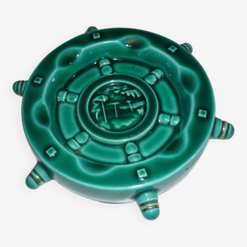 Vallauris green and gold boat wheel ashtray