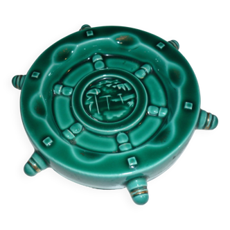 Vallauris green and gold boat wheel ashtray