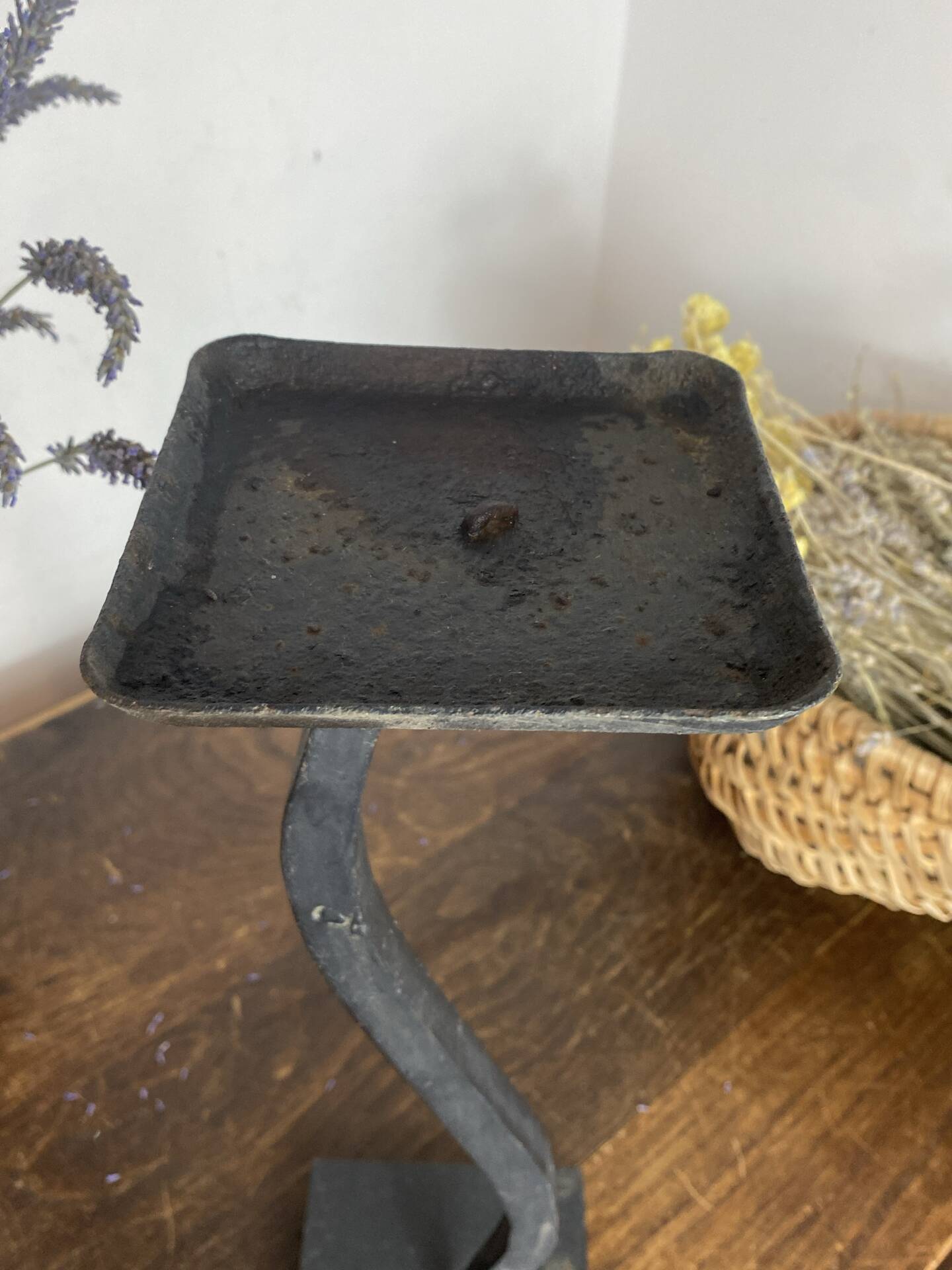 Modernist candlestick in wrought iron