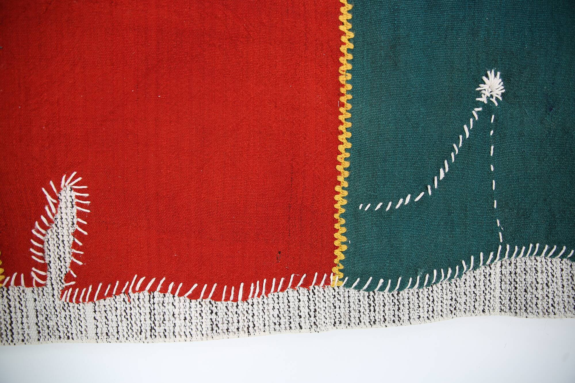 Emerald Green Handwoven Vintage Wall Hanging, Woven Wall Art, 105x123 Cm