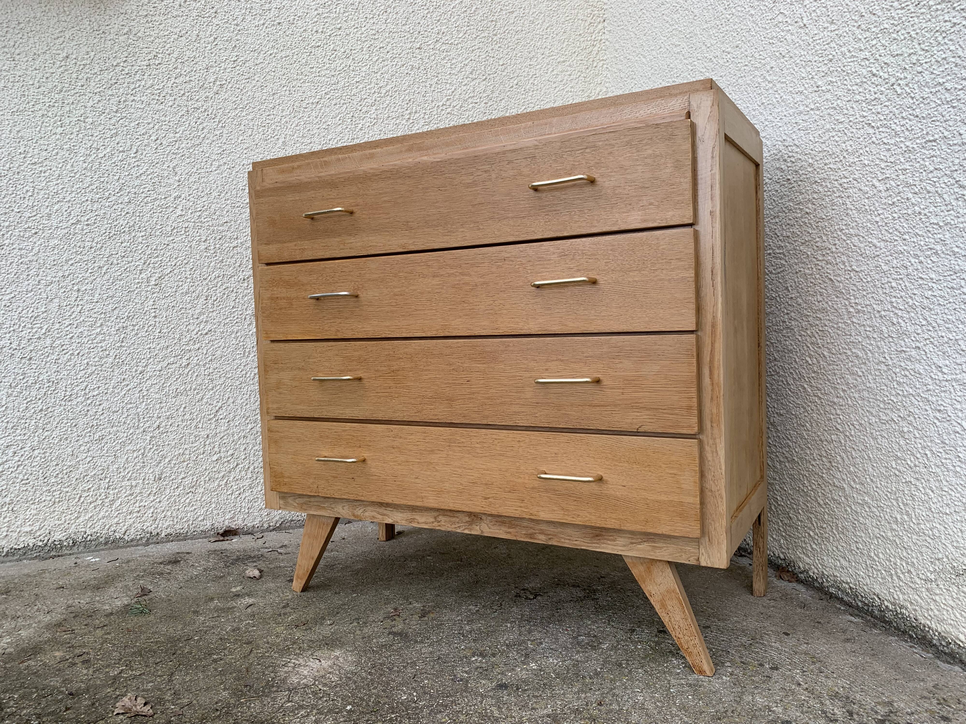 Chest of drawers feet compass raw wood 1950