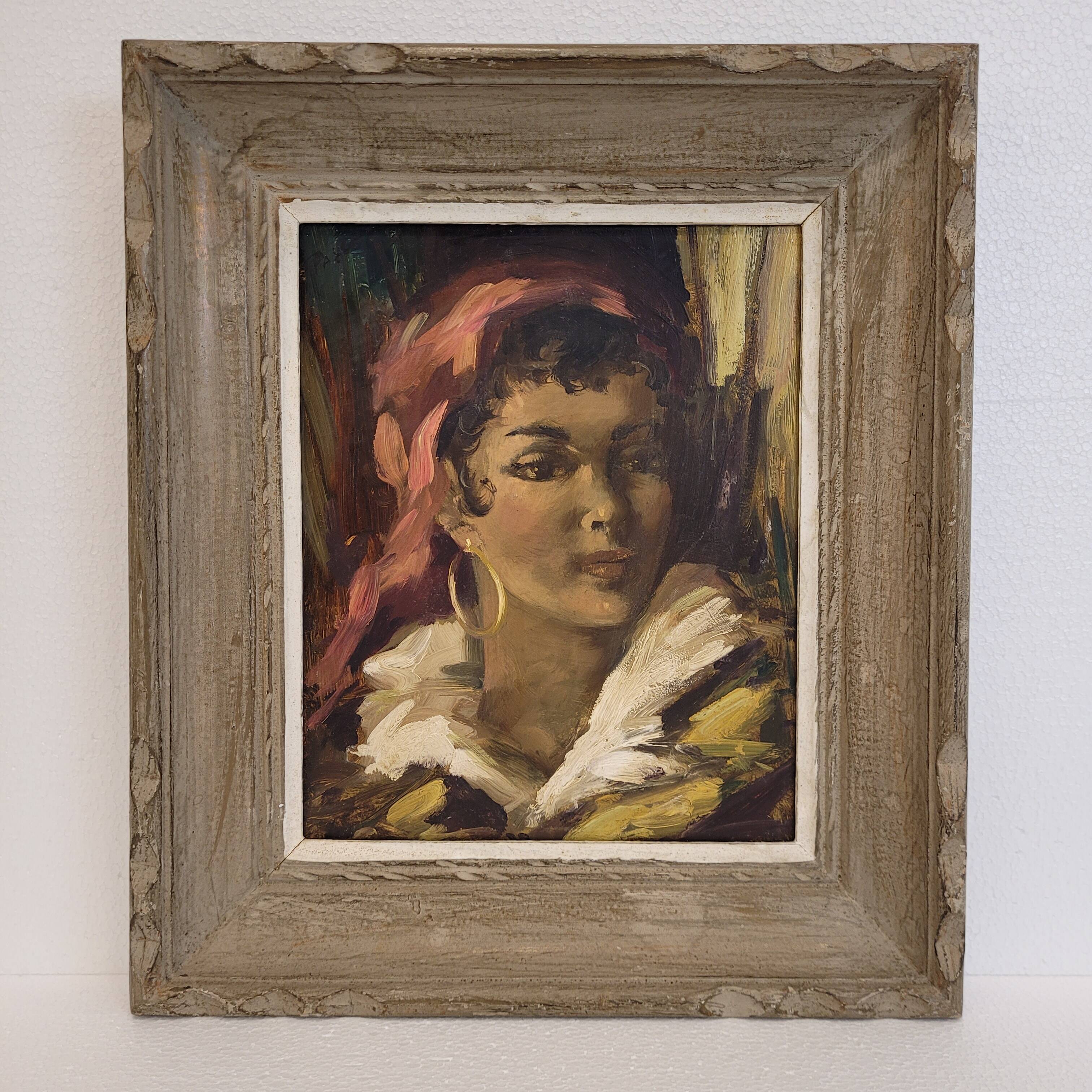 Óleo sobre tabla “Gitana”, 40’s - Francia