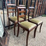 4 mahogany chairs with green velvet