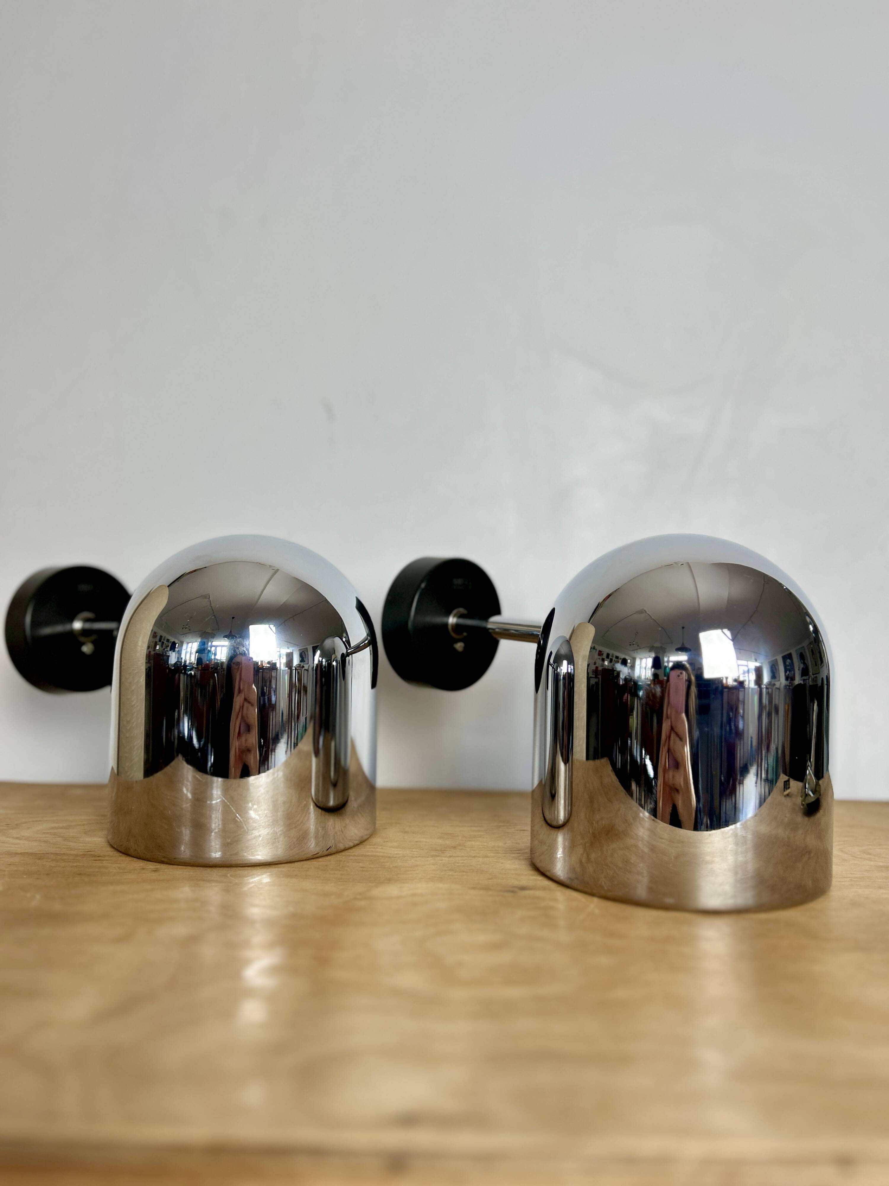 Pair of chrome Staff Leuchten wall lights - Germany 1970