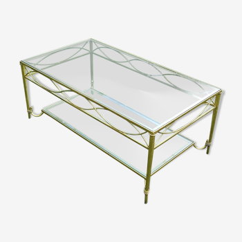 Gold metal and glass coffee table