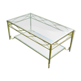 Gold metal and glass coffee table