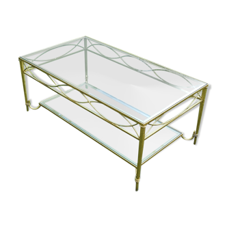 Gold metal and glass coffee table