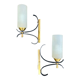 Pair of vintage wall lamps 1950-60 arlus metal and glass