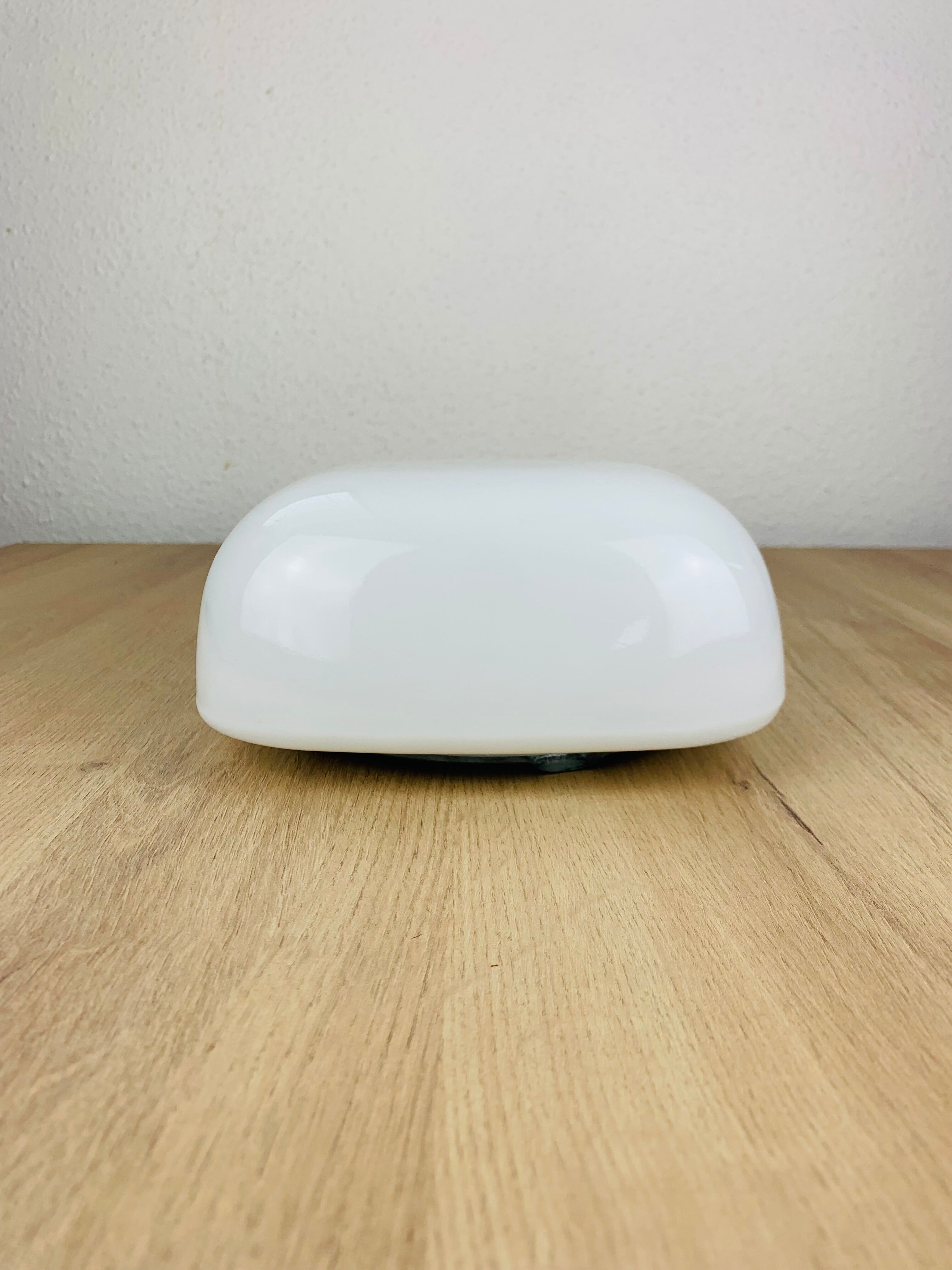 Square opaline wall light, vintage ceiling light, 1960s.