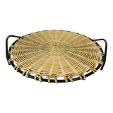 50s metal rattan tray