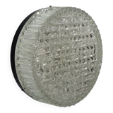 Vintage wall lamp in glass and black lacquered metal 1950s