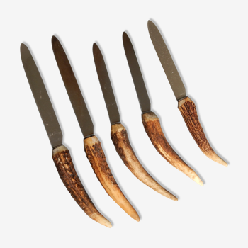 5 wooden deer knives,  60s in France