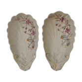 2 porcelain raviers purple decoration