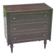 Vintage 3-drawer chest of drawers in dark varnished mahogany and brass from the 1960s