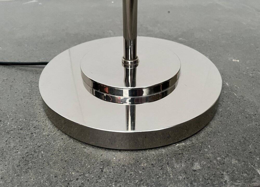 Spherical chrome and glass planetary floor lamp from the mid-century German space age by Doria Leuchten, 1960s.