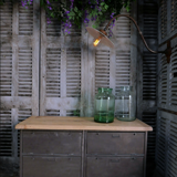 Military furniture metal console with wooden top and 6 drawers