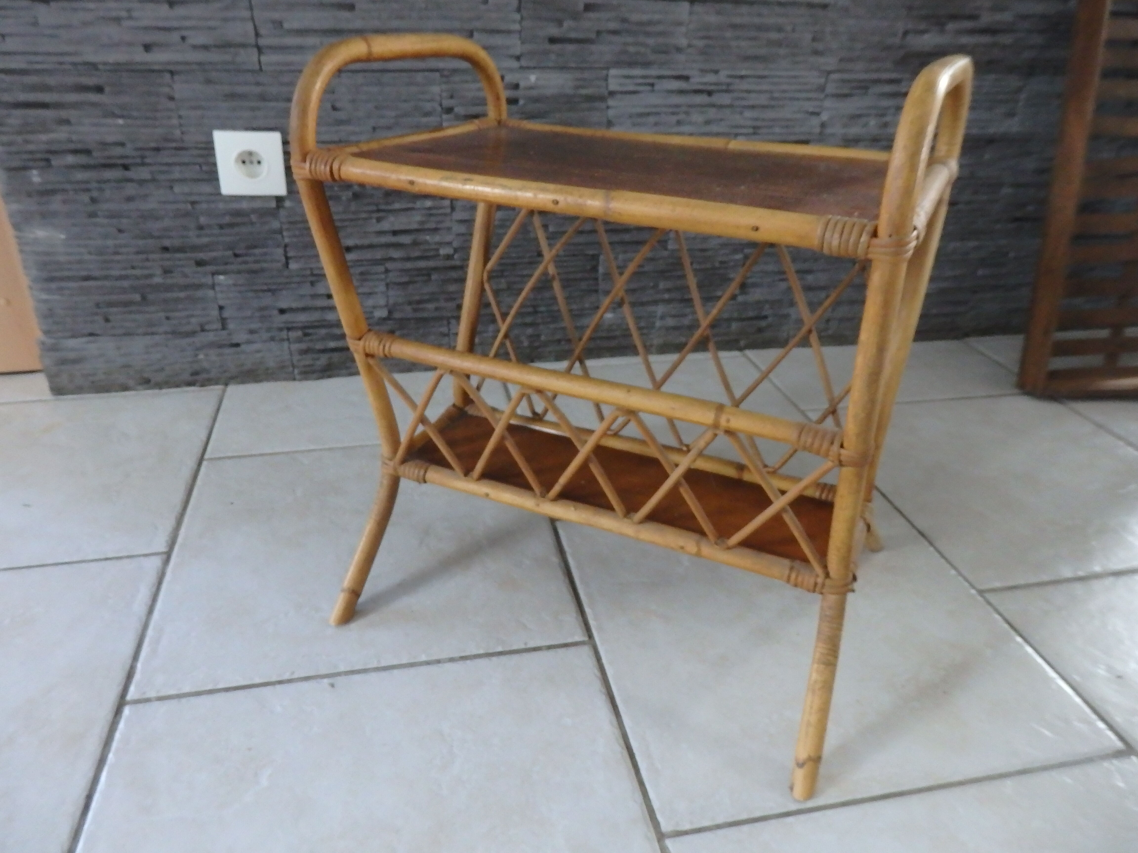 Vintage magazine door in rattan end sofa