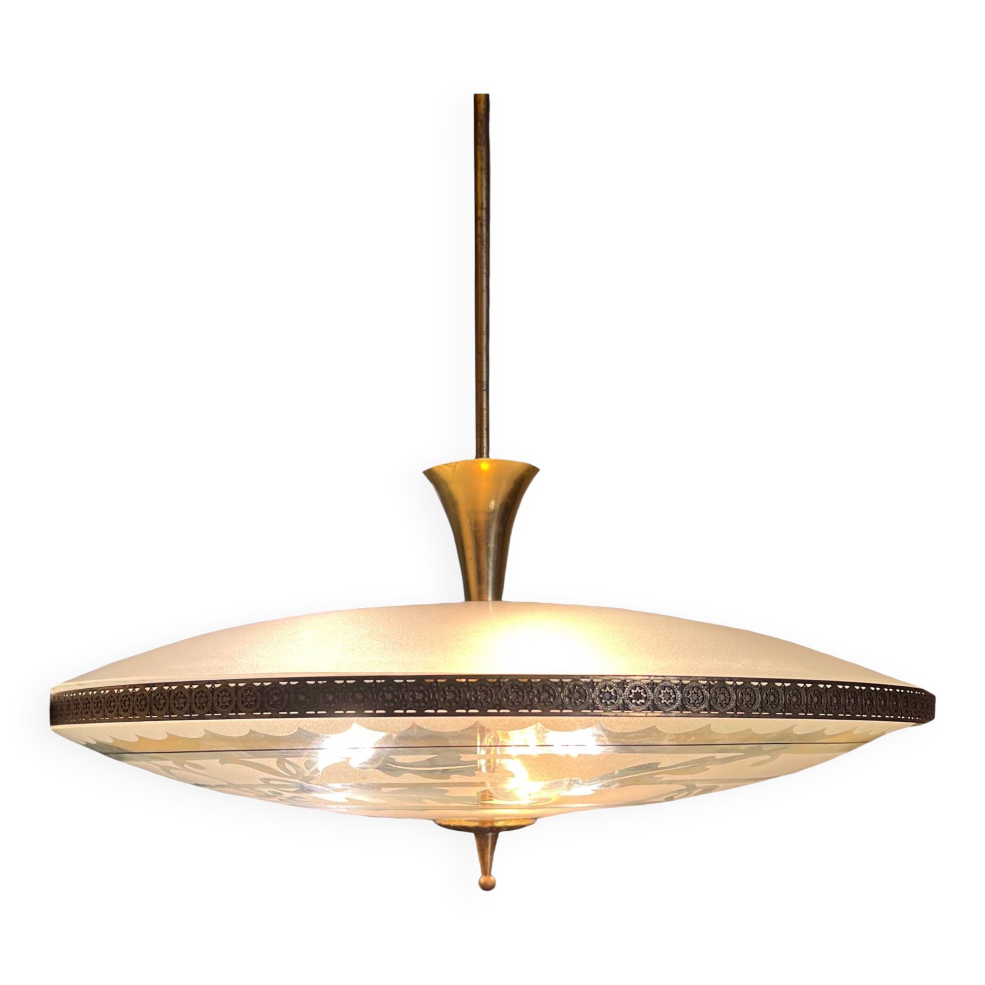 Mid-Century Italian Chandelier in style di Pietro Chiesa, 50s