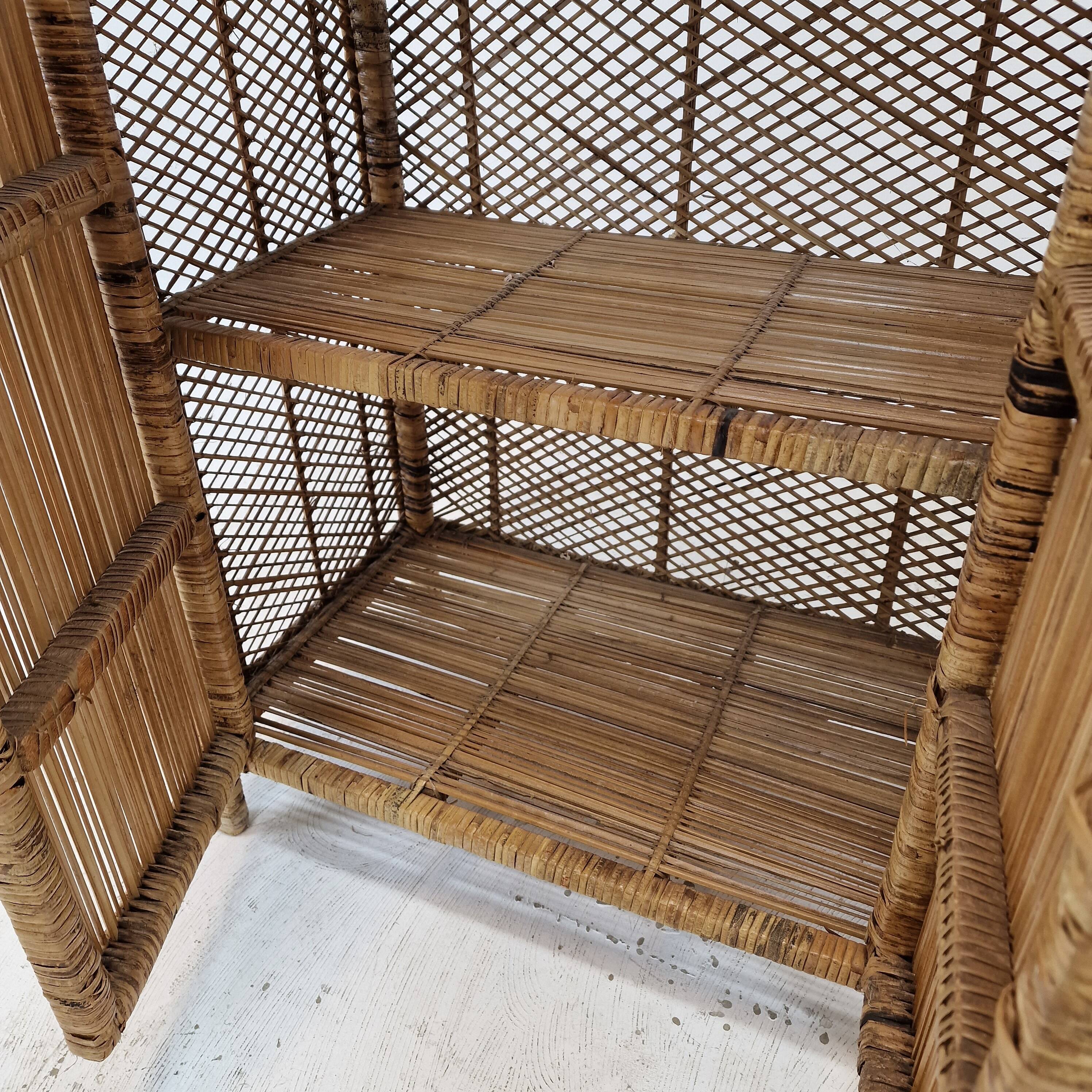 Italian bamboo and rattan credenza or bookcase, 1970s