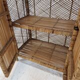 Italian bamboo and rattan credenza or bookcase, 1970s