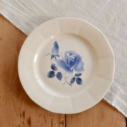 Vintage ironstone plate from Digoin – Blue rose pattern