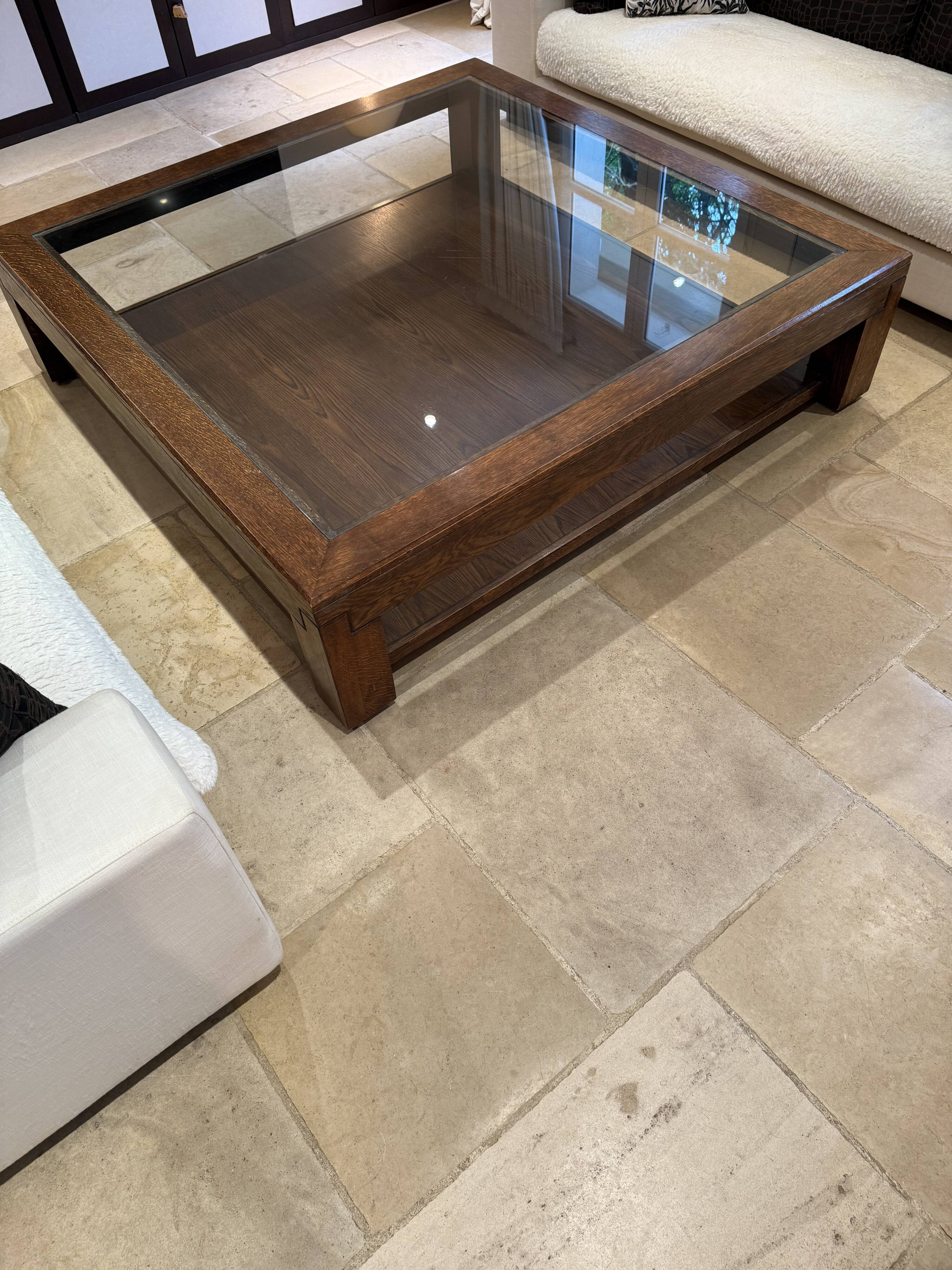 Wood and glass coffee table