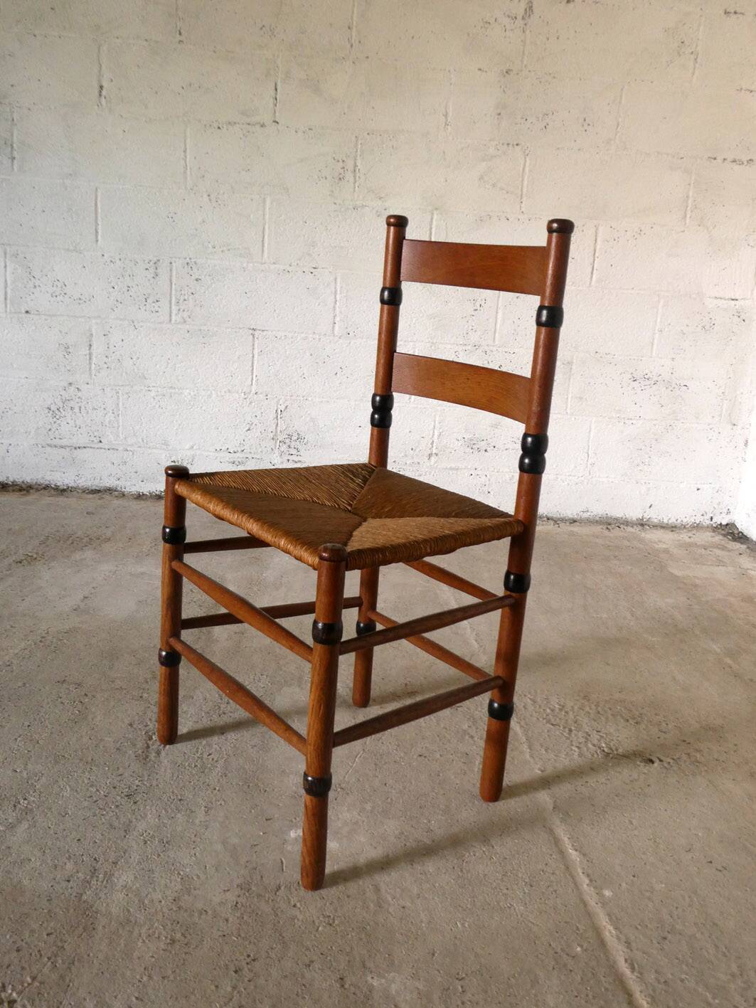 oak and straw chair, Amsterdam School, Netherlands