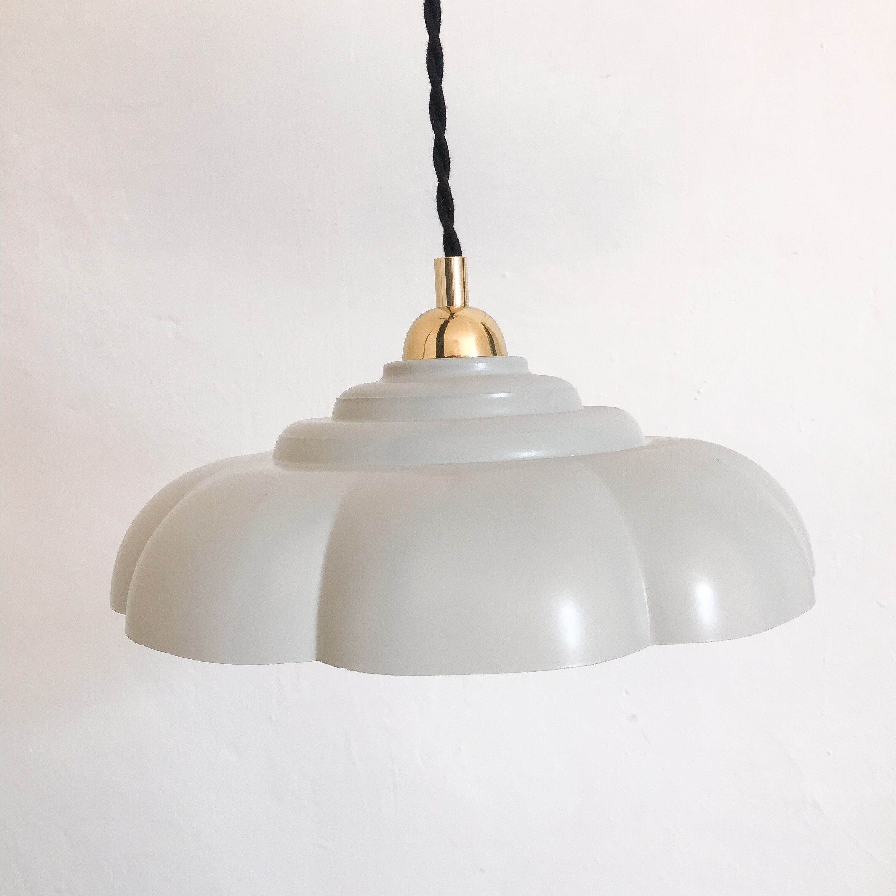 Suspension abat jour vintage gris perle