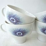 Set of 6 cups peacock feathers