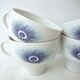 Set of 6 cups peacock feathers