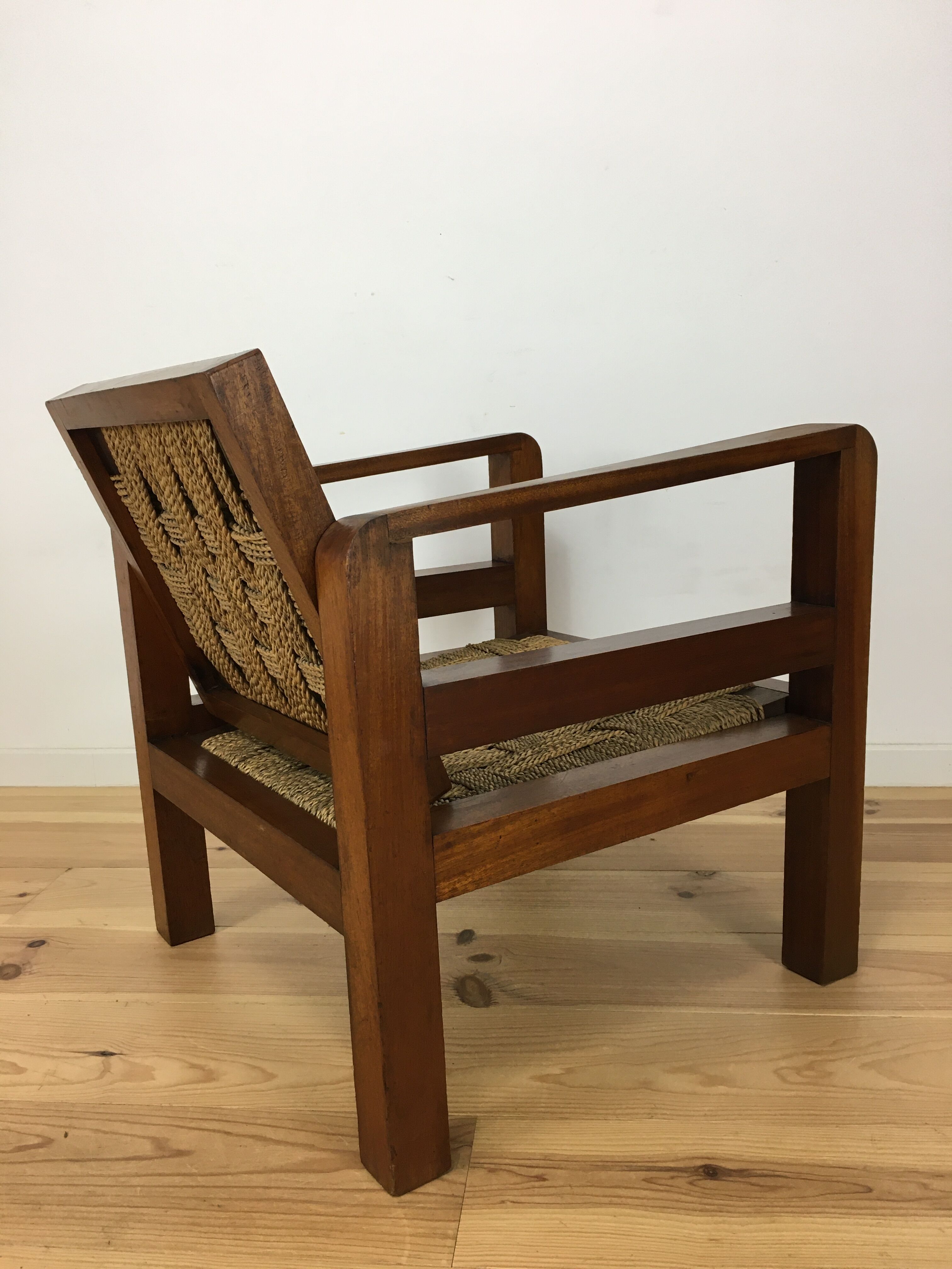 Art Deco rope armchair, made of wood