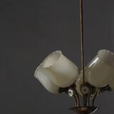 Brass and Glass Mid-Century Chandelier by Itsu, Finland, 1950s