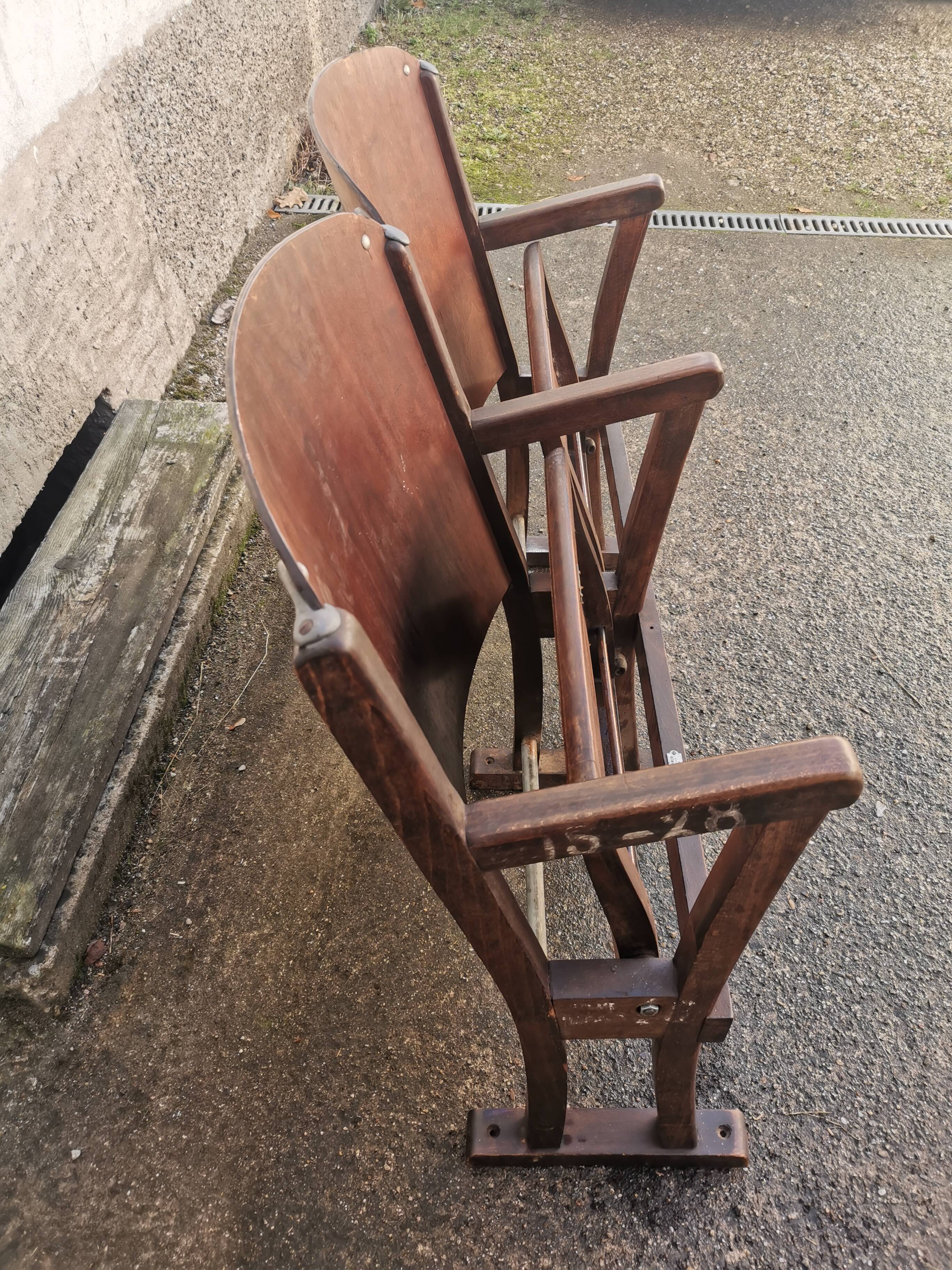 Two-seater strapontin cinema bench 1920/1930