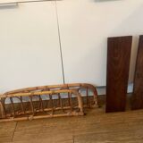 Vintage rattan wall shelf