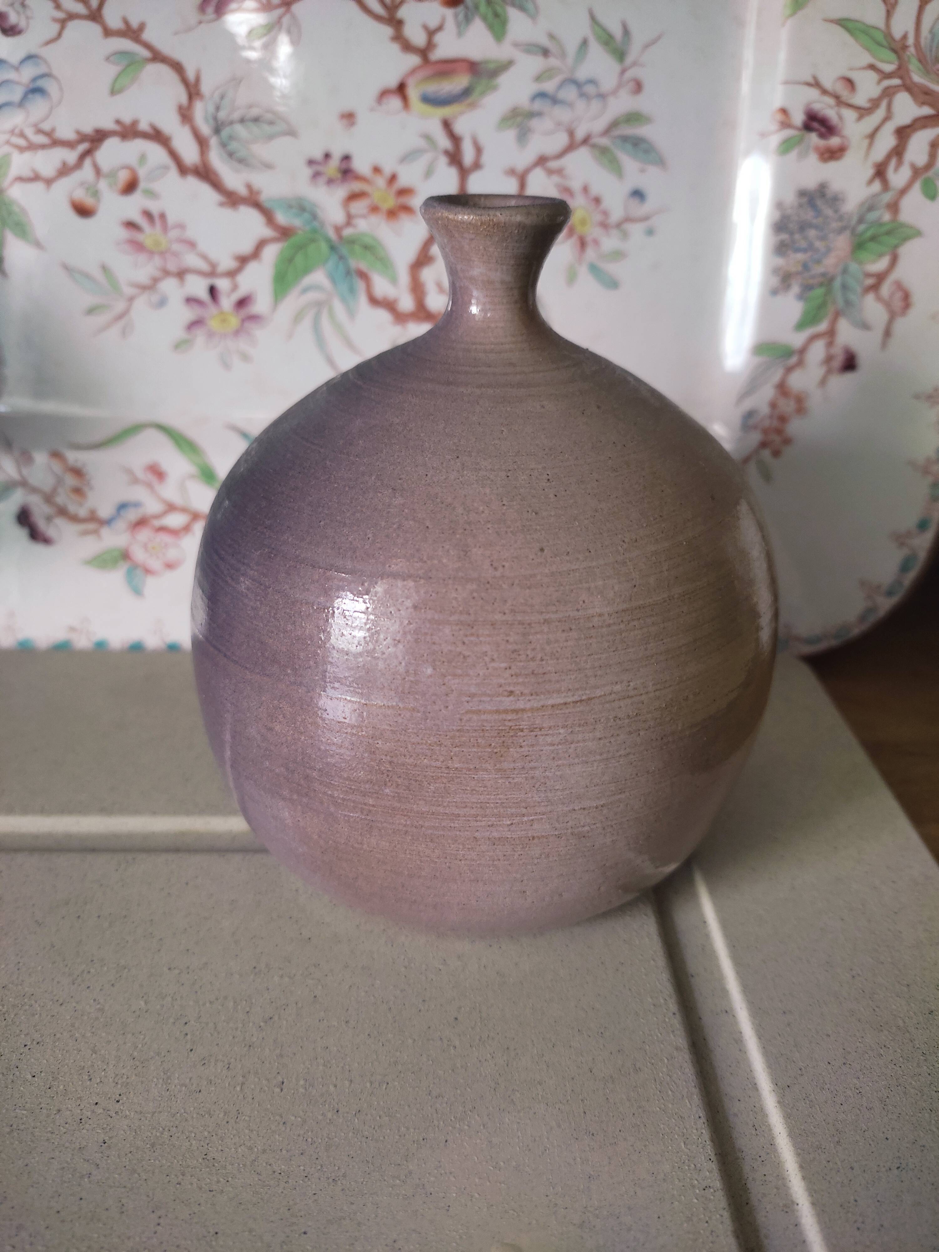 Enamelled stoneware ball vase