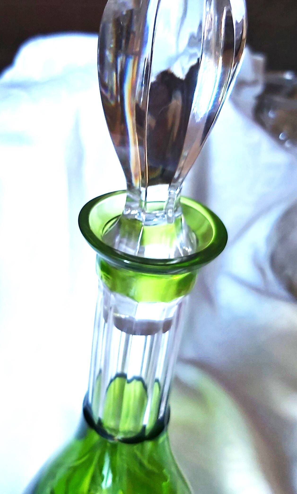 Green Baccarat cut crystal carafe