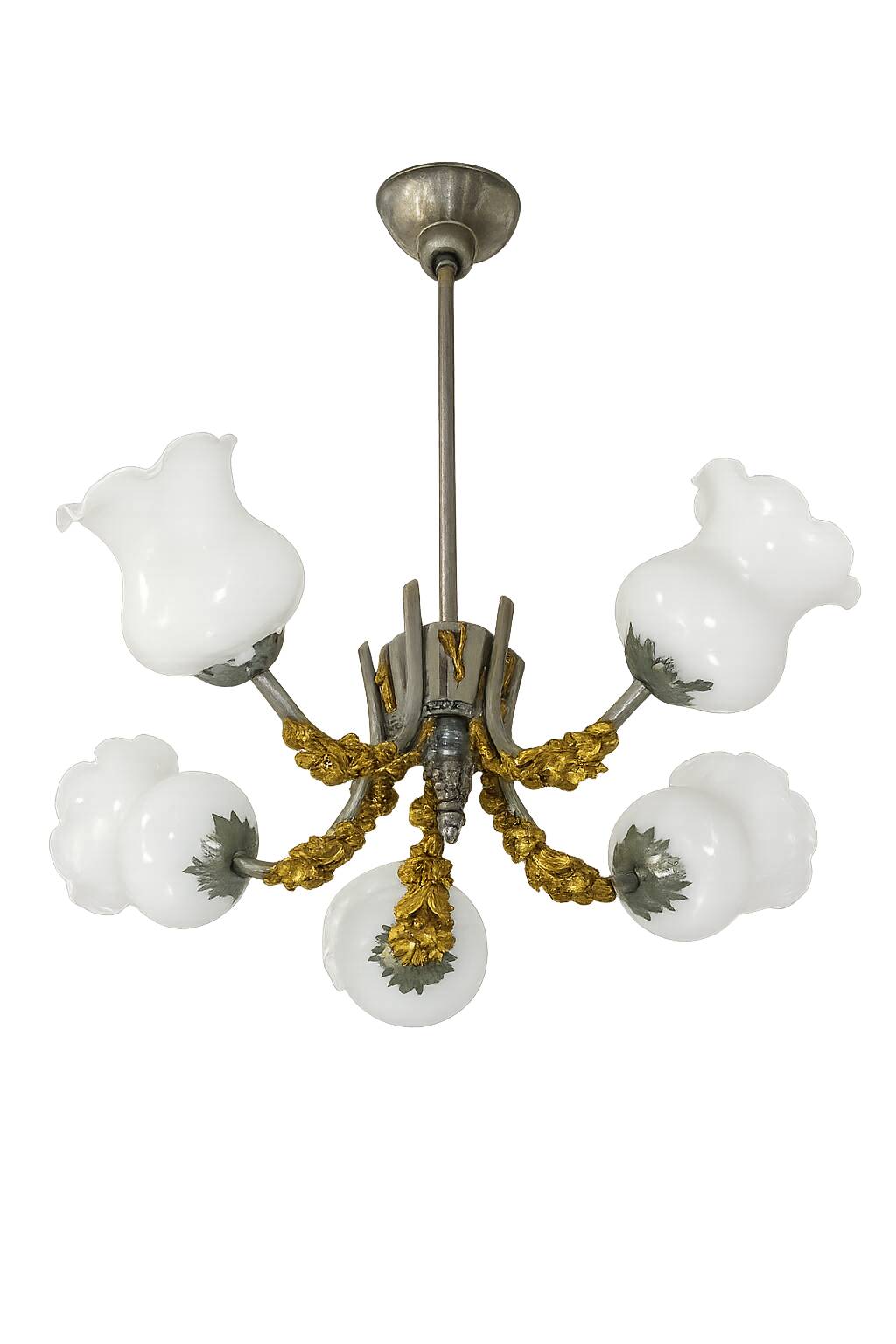 Lustre Art Nouveau vintage, années 1950 – 5 points lumineux