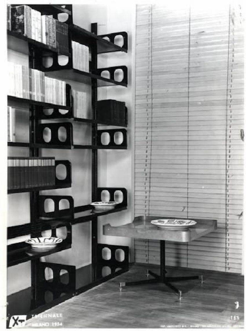 Painted Meta Triennale Bookcase attributed to Lips Vago, Italy, 1954