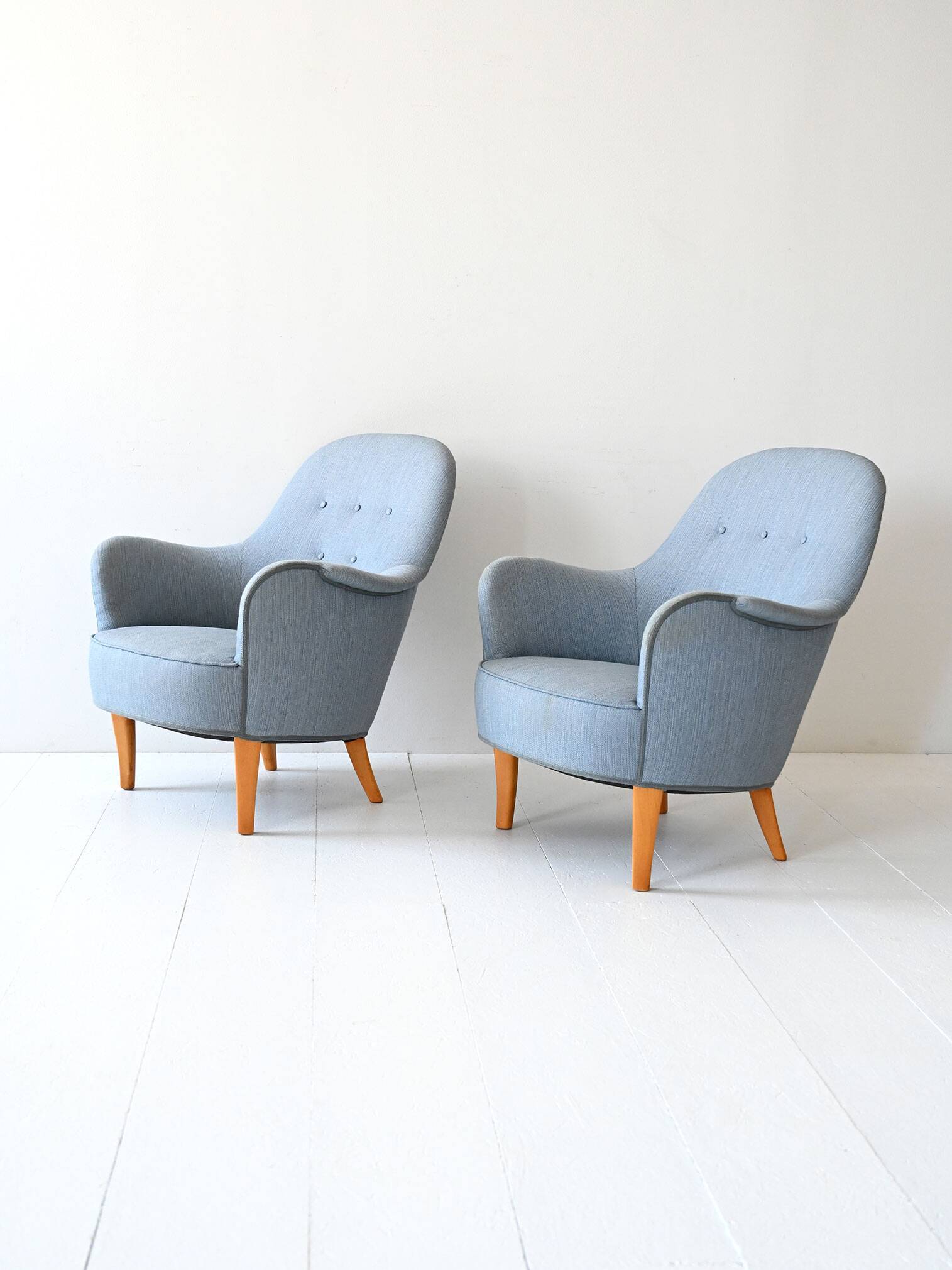 Pair of Vintage Samsas Armchairs by Carl Malmsten