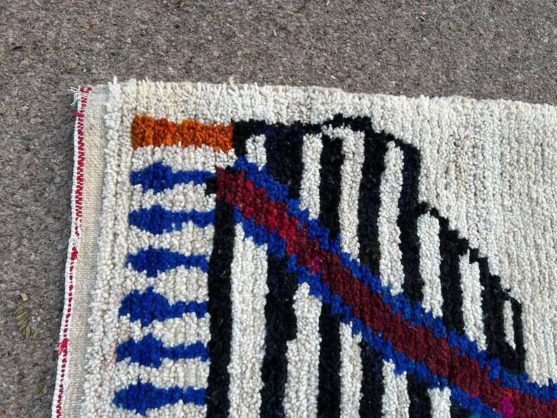 Moroccan blue rug personalized Beni Ourain colorful 250/150cm