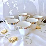 6 Limoges porcelain coffee cups Jean Boyer France vintage