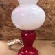 Pair of Vintage 1970s Red & White Opaline Bedside Lamps #A982