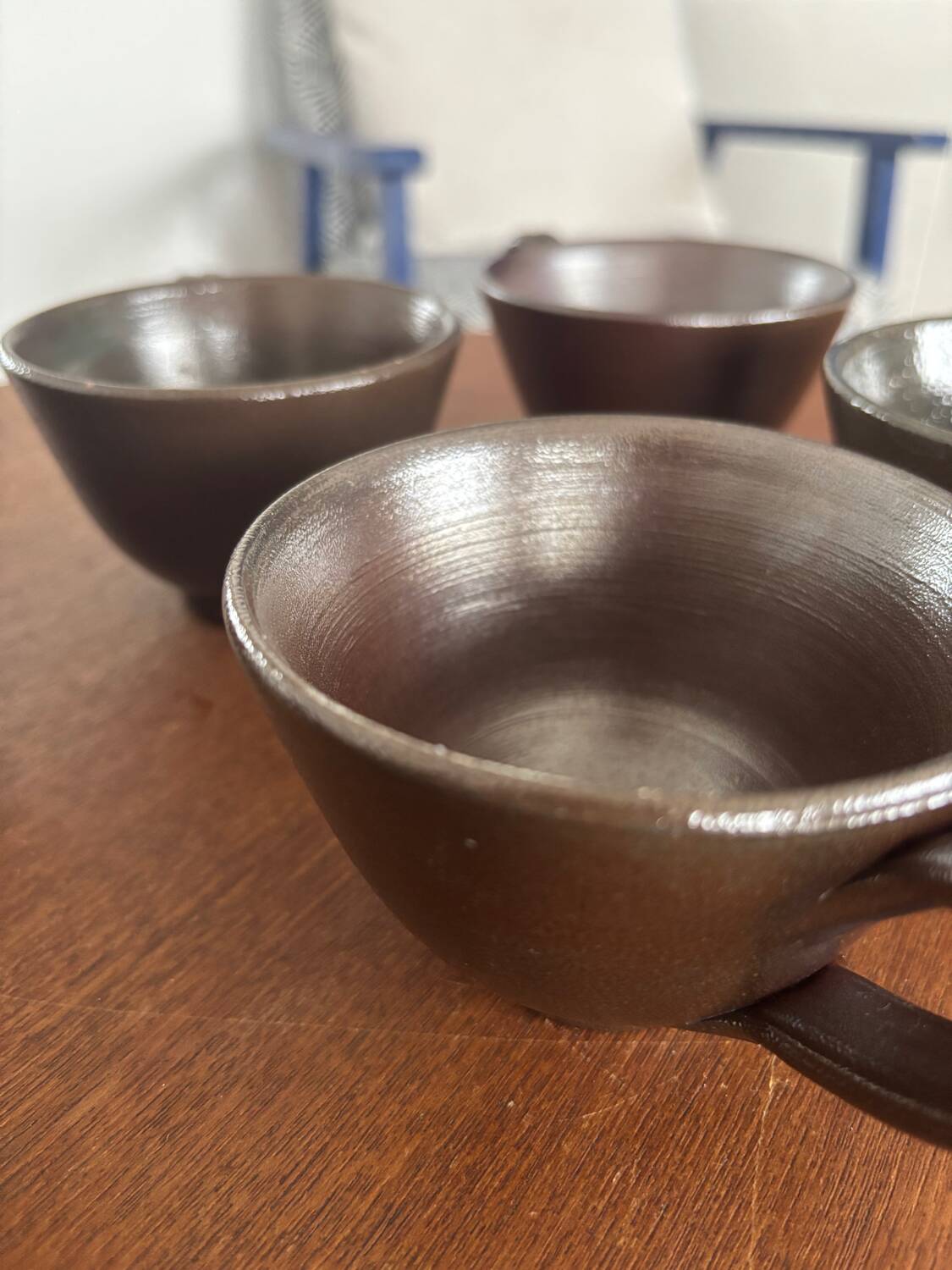 Lot de 6 tasses en céramique vintage - tasse en grès couleur chocolat