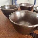 Set of 6 vintage ceramic mugs - chocolate colored stoneware mug
