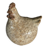 Poule in cracked and enamelled ceramic signed athezza