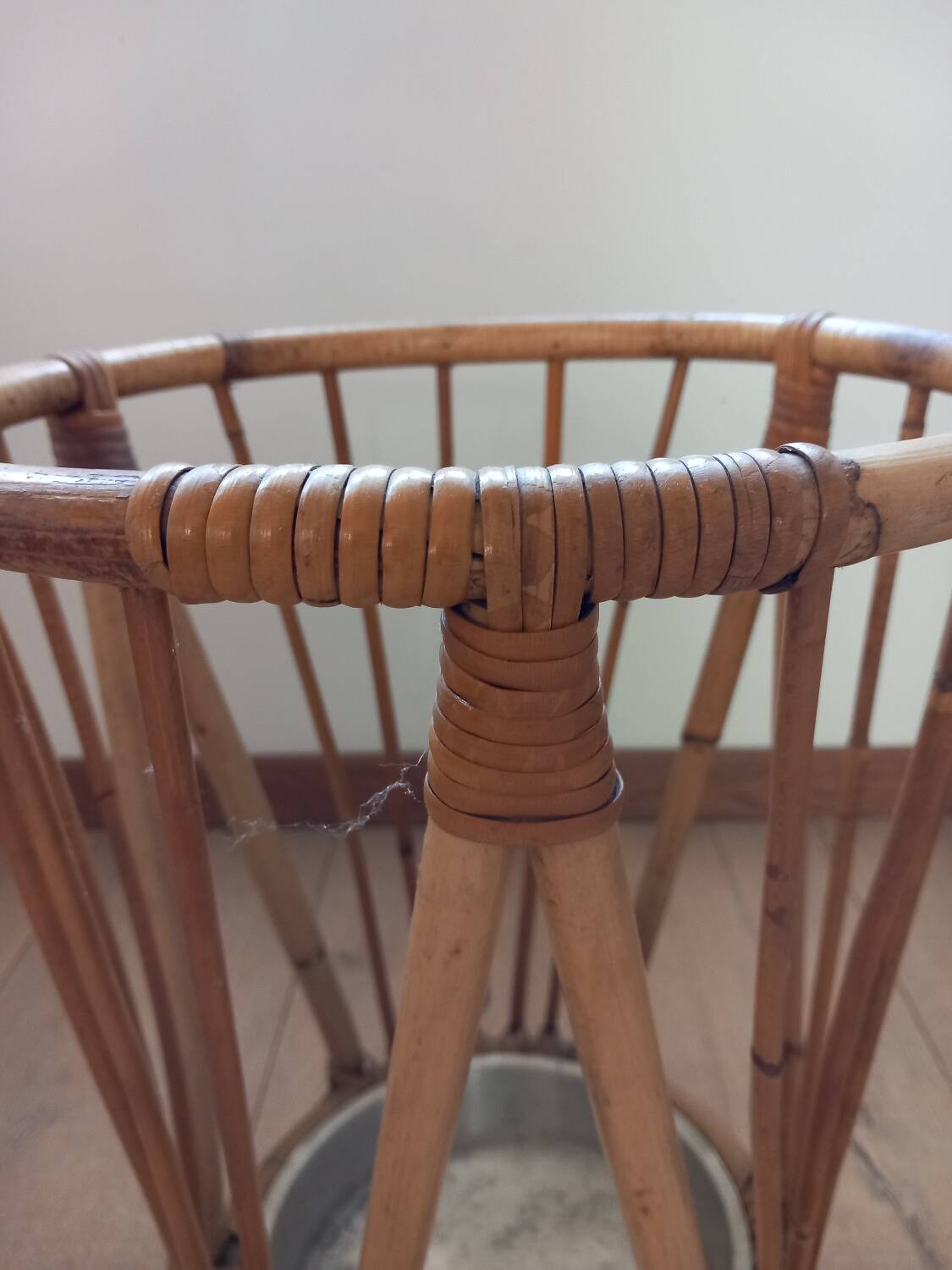 Vintage wicker umbrella stand