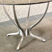 Round dining table - smoked glass & brushed aluminum base