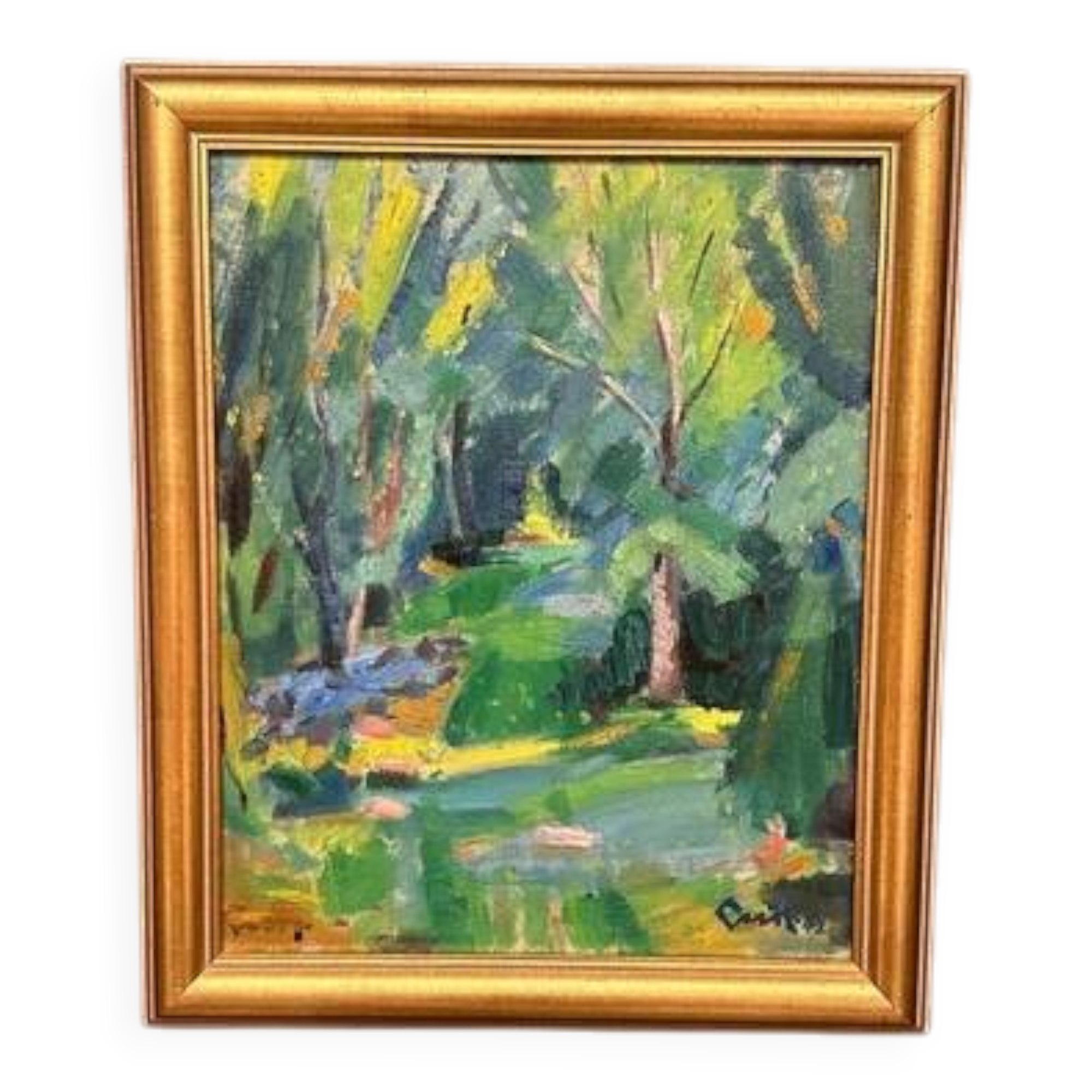 Original Swedish Oil on Panel – “Forest” by Gerhard Lundberg – Dated 1943